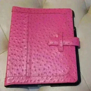 Ostrich skin leather iPad case for 10 inch device